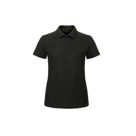 Polo Femme Manches Courtes piqué B&C noir KOUOH BRODERIE