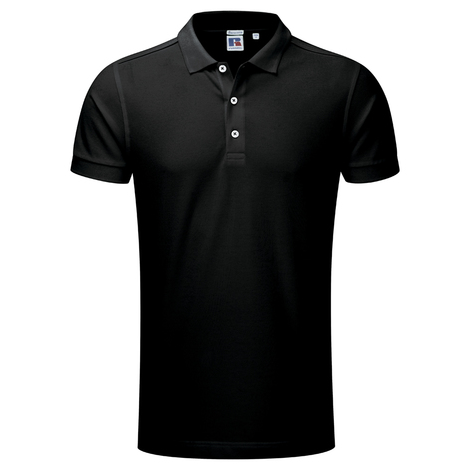 Polo Manches Courtes Homme Stretch RUSSELL Noir KOUOH BRODERIE