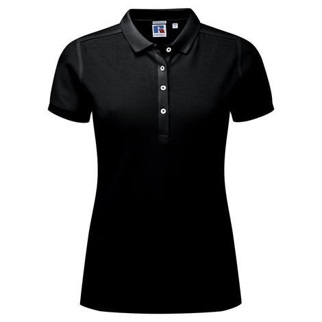 Polo Manches Courtes Femme Stretch RUSSELL Noir KOUOH BRODERIE