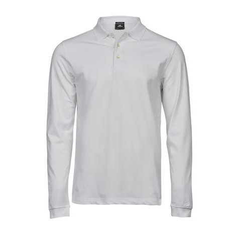 Polo Homme Manches Longues Luxury Stretch TEE JAYS blanc KOUOH BRODERIE