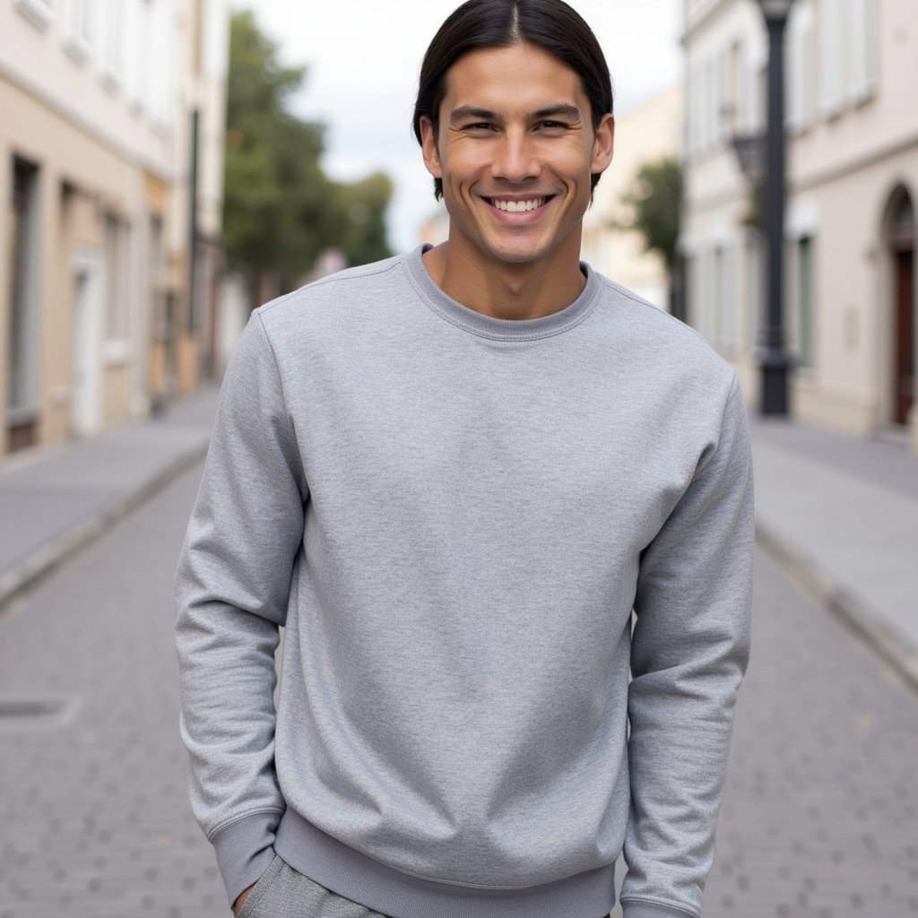 Sweat Homme ras du cou BUILD YOUR BRAND  KOUOH BRODERIE