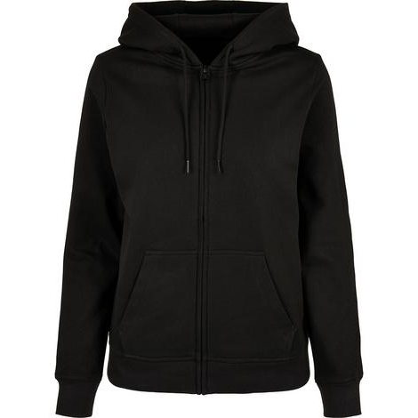Veste Femme à capuche zippé basique BUILD YOUR BRAND noir KOUOH BRODERIE